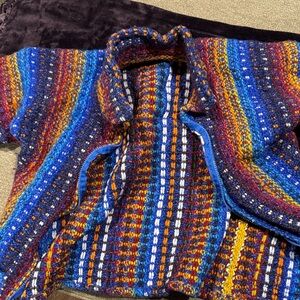 Free People Multicolor Striped Pea Coat